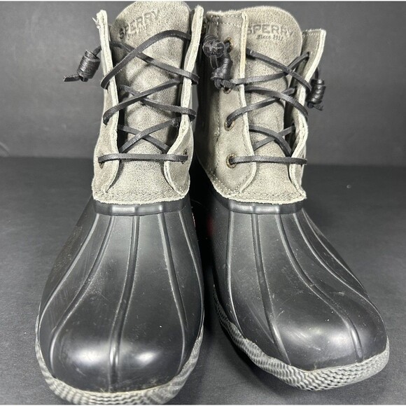 Sperry Saltwater Duck Boots Black Gray Women's Size 8.5 - Picture 3 of 10